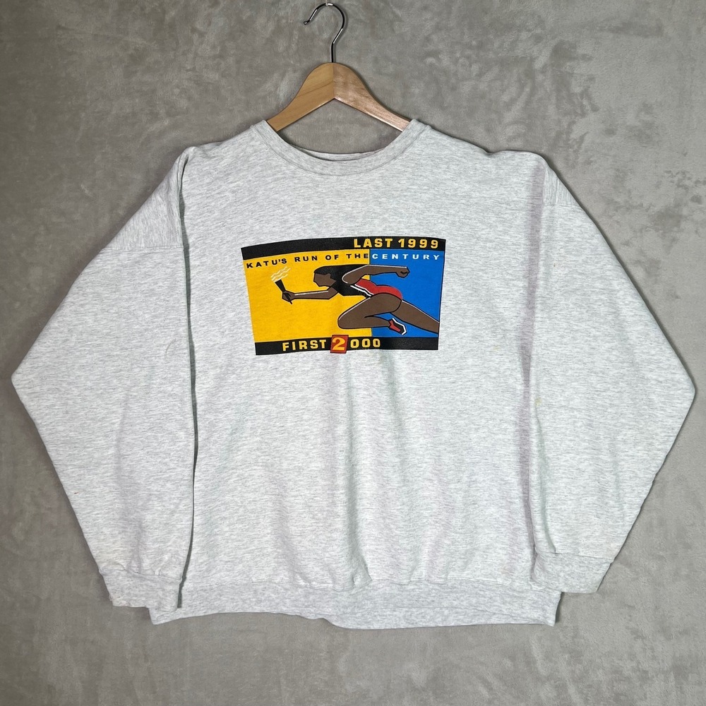 Vintage‎ 90s Y2K KATU Run Of The Century Portland Sweatshirt Men's Size XL